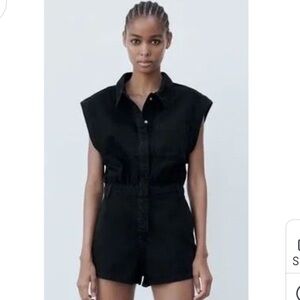 Zara Black Denim Romper
